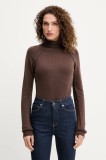 Silvian Heach pulover din amestec de l&acirc;nă SAM culoarea maro, cu guler, GPA25244LU