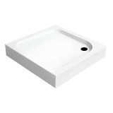 Cadita dus acrilica patrata Klonberg 90x90 cm alba, cu panou frontal, picioare reglabile, antiderapanta