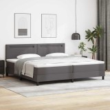 Pat vidaXL Gri 200x200 cm Piele Ecologică cu Saltea, Tăblie Ajustabilă, Husa Lavabilă
