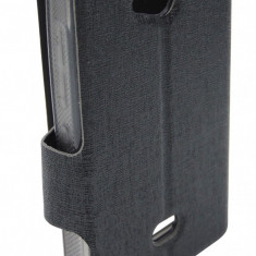 Husa tip carte cu stand neagra (cadru silicon) pentru Nokia 503 Asha