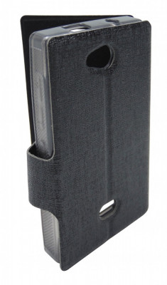 Husa tip carte cu stand neagra (cadru silicon) pentru Nokia 503 Asha foto