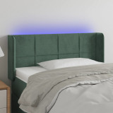 VidaXL Tăblie de pat cu LED, verde &icirc;nchis, 83x16x78/88 cm, catifea