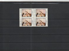 ROMANIA 1981 LP 1044 ZIUA MARCII POSTALE ROMANESTI BLOC DE 4 TIMBRE MNH NESTAMP