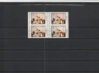 ROMANIA 1981 LP 1044 ZIUA MARCII POSTALE ROMANESTI BLOC DE 4 TIMBRE MNH NESTAMP foto