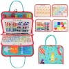 Carte Senzoriala Educativa Montessori, Flippy, cu Activitati, Dezvoltare Abilitati Motorii, 4 Pagini, Model Spatiu Cosmic, 28x22x7 cm, Albastru