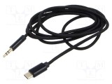 Cablu Jack 3,5mm 3pin și USB C aurit 1,5m negru GEMBIRD
