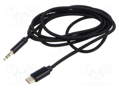 Cablu Jack 3,5mm 3pin și USB C aurit 1,5m negru GEMBIRD foto