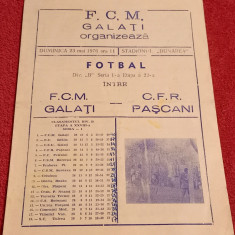 Program meci fotbal FCM GALATI - CFR PASCANI (23.05.1976)