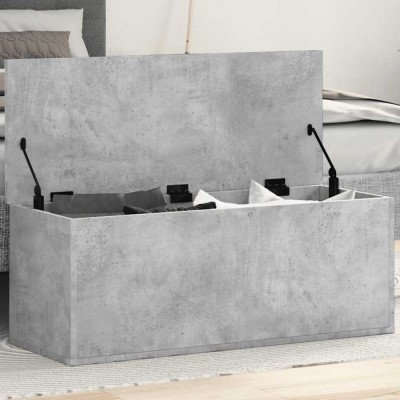 vidaXL Cutie de depozitare, gri beton, 90x35x35 cm, lemn prelucrat foto