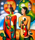 Tablou modern,acrilic pe panza,intitulat &quot;Univers paralel&quot;