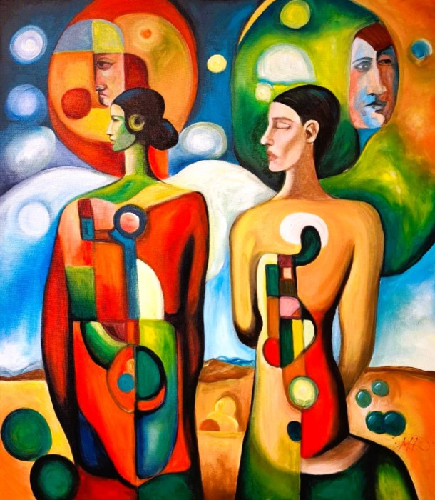 Tablou modern,acrilic pe panza,intitulat &quot;Univers paralel&quot;