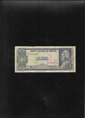 Rar! Bolivia 1 peso boliviano 1962 seria1264876 foto