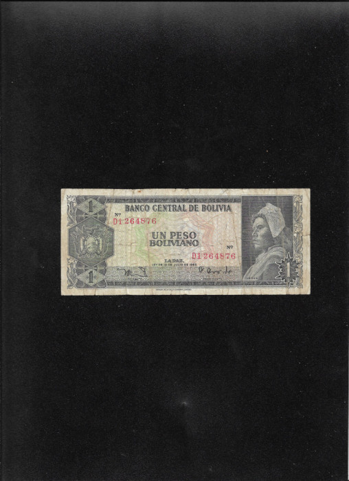 Rar! Bolivia 1 peso boliviano 1962 seria1264876