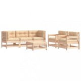 Cumpara ieftin Set mobilier relaxare de gradina &amp; perne 6 piese lemn masiv pin