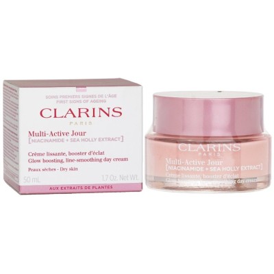 Cremă de zi Clarins Multi Active Dry Skin Formula NOUĂ Cremă de față pentru strălucire și netezirea ridurilor pentru piele uscată 50 ml foto