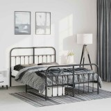 vidaXL Cadru pat metalic cu tăblie de cap/picioare, negru, 135x190 cm 352595