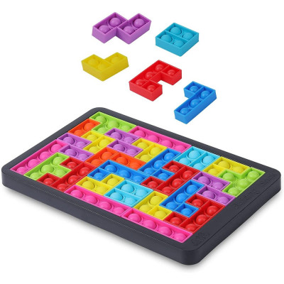 Joc antistres din silicon, Flippy, Pop It Now and Flip It, Puzzle Blocks, Multicolor foto