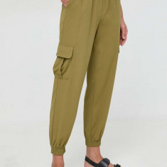 Silvian Heach pantaloni femei, culoarea verde, fason cargo, high waist