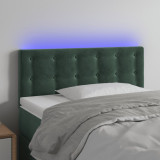 VidaXL Tăblie de pat cu LED, verde &icirc;nchis, 100x5x78/88 cm, catifea