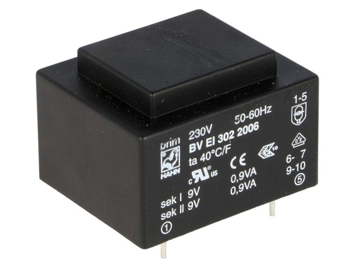 Transformator &icirc;ncapsulat 1,8VA 230VAC 9V