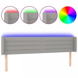 Cumpara ieftin Tablie de pat cu LED, gri deschis, 183x16x78/88 cm, textil