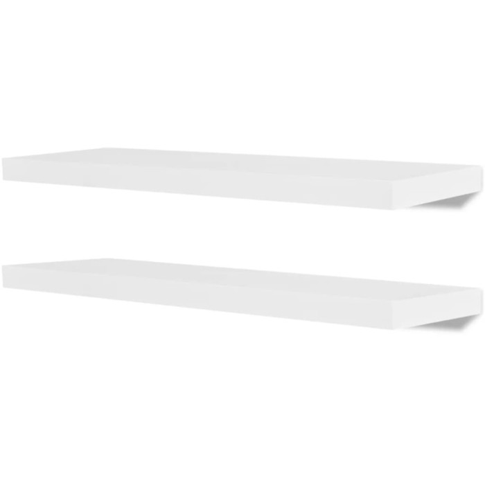 Rafturi suspendate pentru carti/DVD-uri, 2 buc, alb, MDF