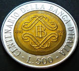 Moneda bimetal comemorativa 500 LIRE - ITALIA, anul 1993 * cod 72 A, Europa