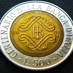 Moneda bimetal comemorativa 500 LIRE - ITALIA, anul 1993 * cod 72 A