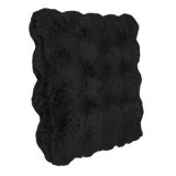 Pernă decorativă din imitație de blană, neagră, cu model reliefat, 40x40 cm, CMCLASS