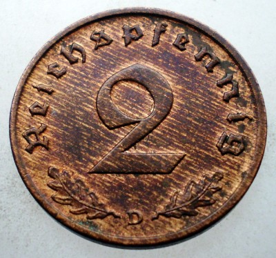 2.669 GERMANIA WWII 2 REICHSPFENNIG 1940 D XF foto