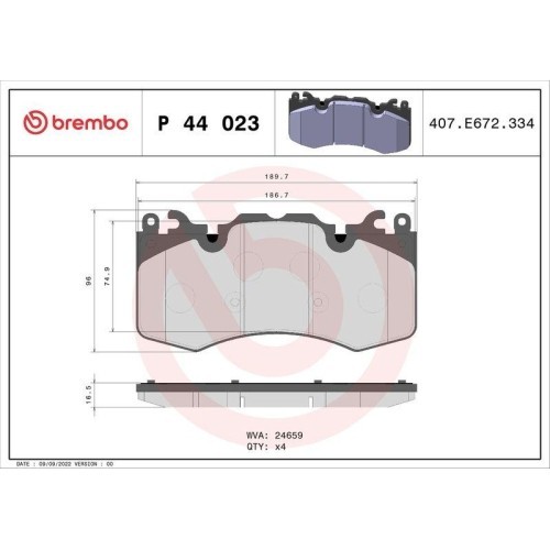 Placute frana Land Rover Defender Estate (L663) 09.19-, Discovery 5 (L462) 09.16-, Discovery 5 Van (L462) 09.16-, Range Rover 3 (L322) 03.02-12.12, R