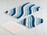 Cumpara ieftin Set 3 Covorase de Baie Colorful Albastru (Acryl), Chilai Home