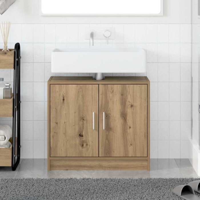 Cabinet pentru chiuvetă stejar artizanal 63x29x55 cm lemn prelucrat