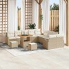 VidaXL Set de canapele pentru grădină cu pernă 13 pcs Bej Rattan poli 3362451
