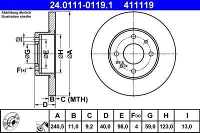 ATE 24.0111-0119.1 Disc frana foto