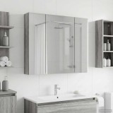 vidaXL Dulap cu oglindă pentru baie Gri Sonoma 80 x 14.5 x 70 cm 889108