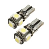 Set 2x becuri LED T10, BZRSH, W5W, 12V, 5W CANBUS, 6000k, 28x12 mm, Alb rece pentru plafoniera, portbagaj