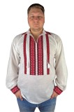 Bluza tip ie barbati RB24 alb pur/rosu bordo , marimea 2XL, Bumbac, La baza gatului