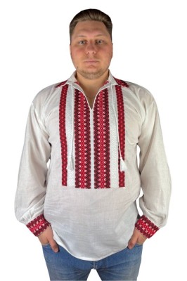 Bluza tip ie barbati RB24 alb pur/rosu bordo , marimea 2XL foto