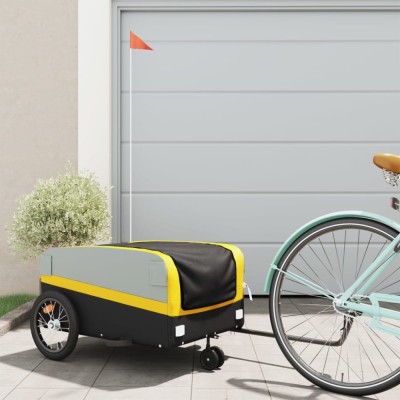 vidaXL Remorcă pentru biciclete, negru și galben, 45 kg, fier 94071 foto