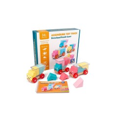 Joc de construit, camioane si cuburi din lemn, 7Toys