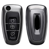 Husa Cheie Auto pentru Ford - 3 Butoane, Silicon, Negru, 48039.95, Kwmobile