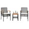 vidaXL Set bistro cu perne, 3 piese, negru, poliratan și lemn acacia 366259