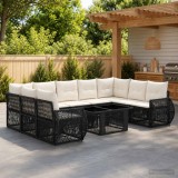 Cumpara ieftin Set de canapele pentru gradina 10 buc. Negru si Alb crem