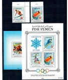Yemen Sud 1983 - Jocurile Olimpice de iarna, sport, serie, colita si bloc neuzat