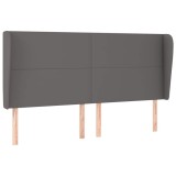 Cumpara ieftin Tablie de pat cu aripioare gri 183x23x118/128 cm piele eco