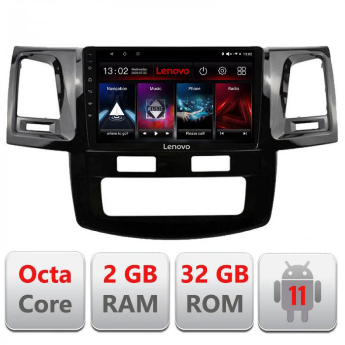 Navigatie dedicata Toyota Hilux 2008-2014 D-143 Lenovo Octa Core cu Android Radio Bluetooth Internet GPS WIFI DSP 2+32 GB 4G KI CarStore Technology