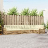 vidaXL Set de canapele de exterior 6 pcs Alb și crem Poliester 3390555