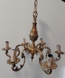 Candelabru francez din bronz masiv de dimensiuni mari cu 6 brațe ,piesa cu o lucrătură deosebita foarte masiv