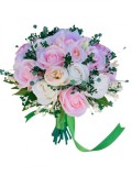 Buchet mediu personalizabil cu trandafiri, mini bujori si floarea miresei (Alb, Roz, Verde), Eventissimi&reg;